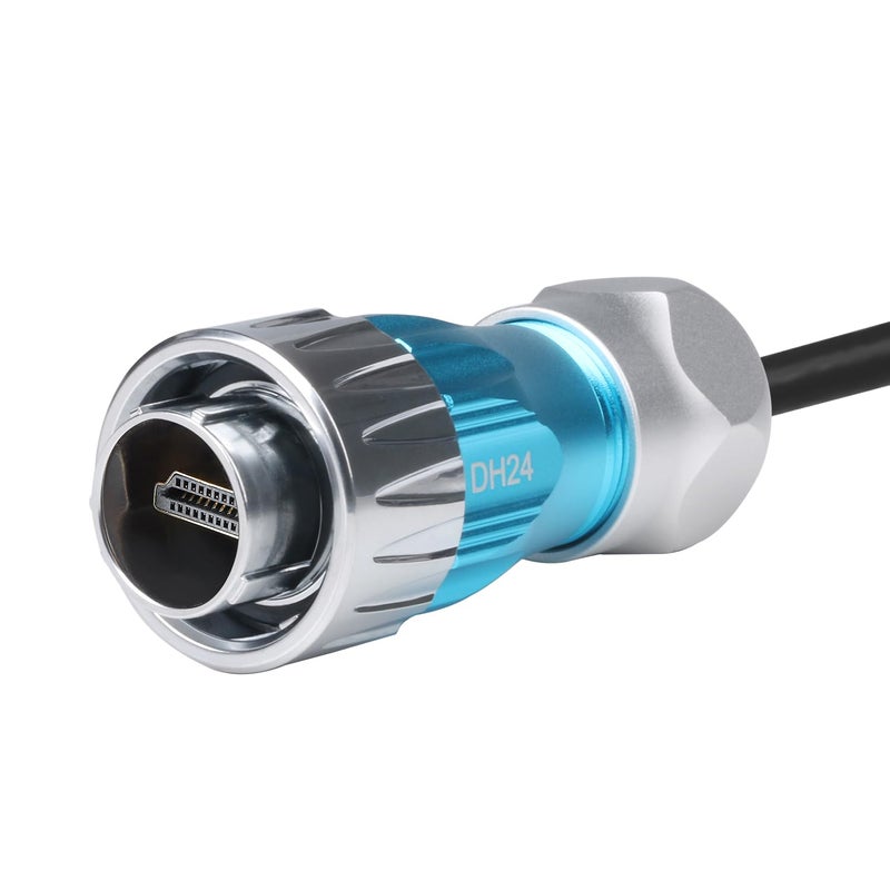 CNLINKO DH-24 HDMI Connectors, Metal Aviation Plug with 40 Inches 4K HD Cables, Panel Mount Socket, Mated Connectors for Video Equipment, IP68 Waterproof Connector, M24 Signal Connectors (HDMI Set) - Image 2